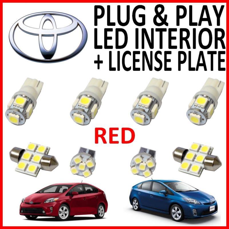 8 piece super red led interior package kit + license plate tag lights tp1r