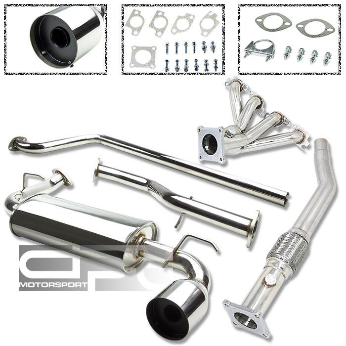 Neon a588 2.0 sohc catback flex exhaust piping 4.75" muffler tip+manifold header