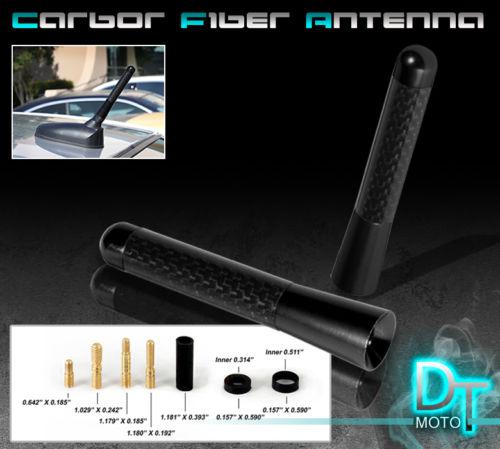 3" inch real carbon fiber antenna stubby billet aluminum black for car & truck