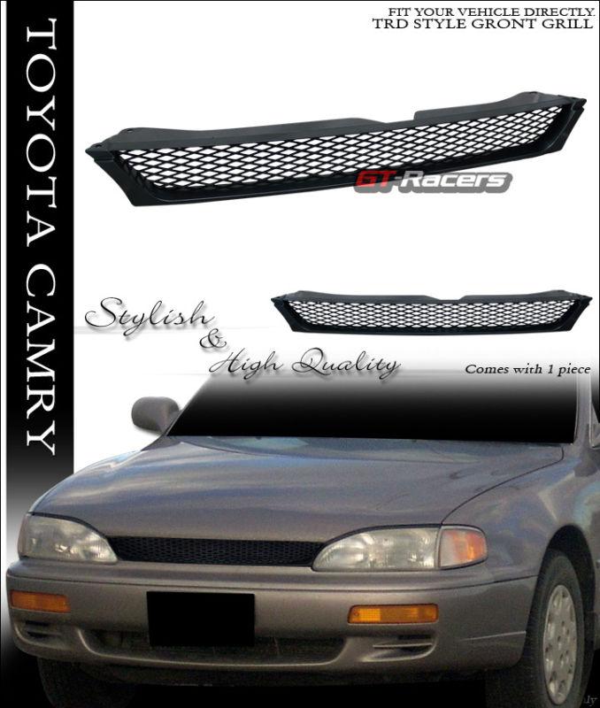 Jdm blk badgeless mesh front bumper hood grill grille abs 1995-1996 toyota camry