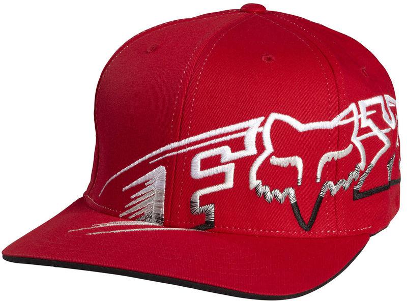 Fox night hive red fitted flexfit medium profile hat cap hats mx 2014 white