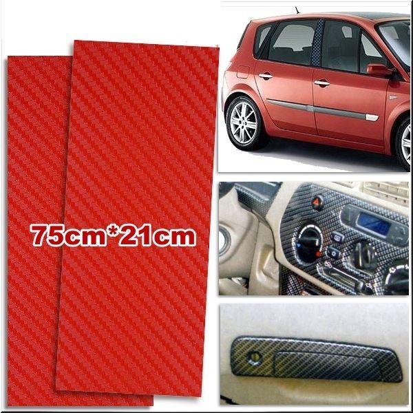 3d texture red carbon  pvc sheet sticker decal stickers x 2pieces 75cm x 21cm