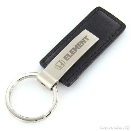 Honda element black leather rectangular key chain