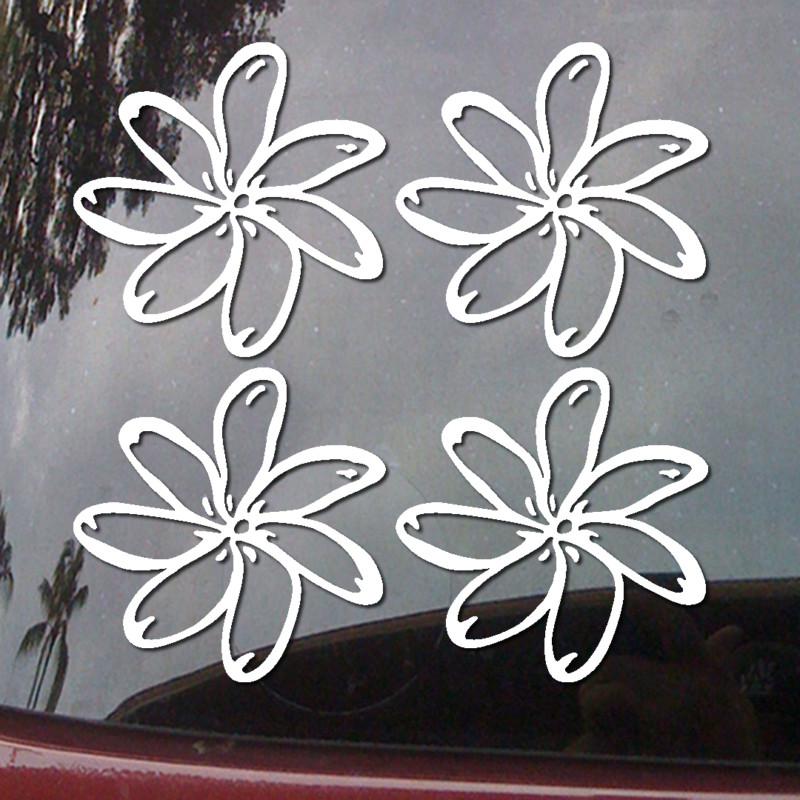 (4x) 3 inch tiare flower hawaii car body laptop vinyl decal window sticker h67m