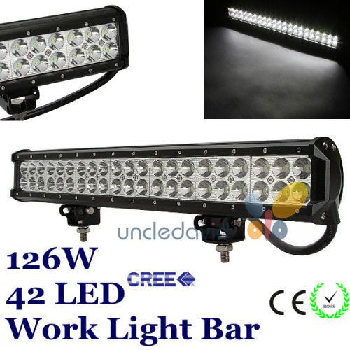 20" 126w cree led work light bar spot beam driving lamp for offroad 4x4 atv jeep