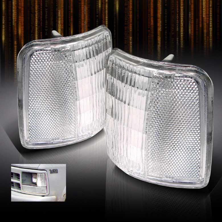 91-96 dodge dakota pickup truck chrome clear corner signal lights lamps pair set