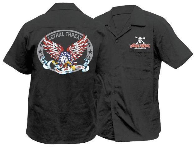 Lethal threat usa eagle short sleeve workshirt black xl/x-large