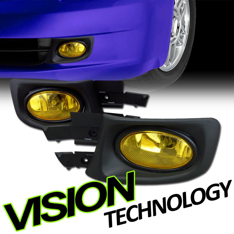 Pair 03-05 accord sedan jdm yellow lens fog lights lamps+switch+bulbs left+right