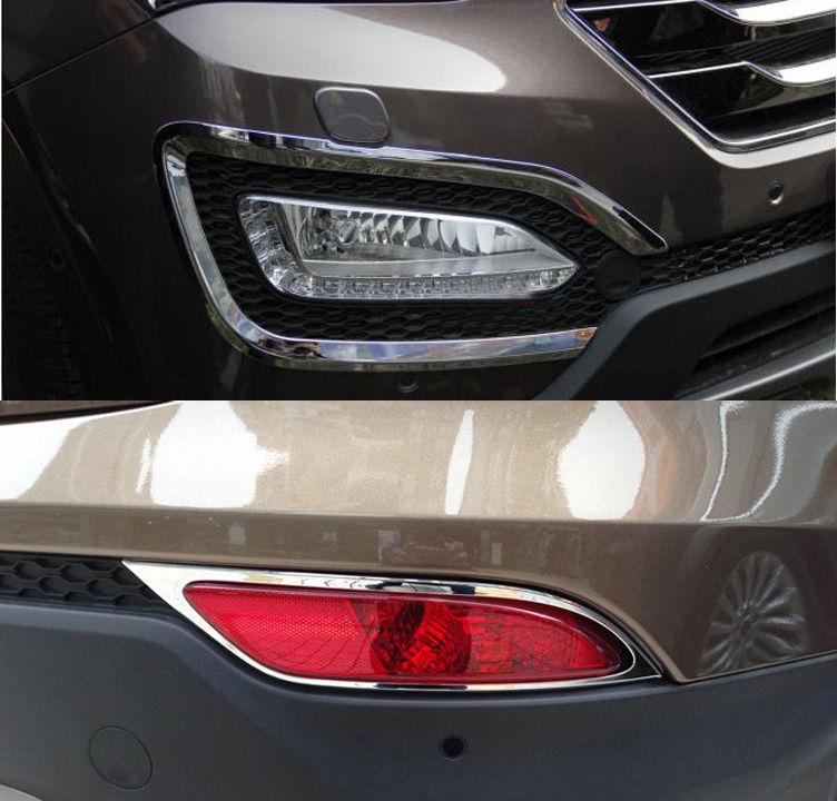 For hyundai ix45 santa fe 2013 up abs chrome front and rear fog light cover trim