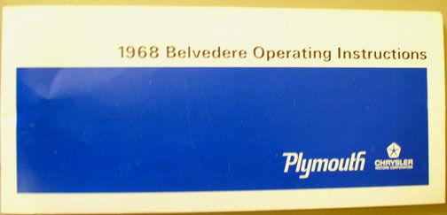 Plymouth 1968 belvedere operating instructions