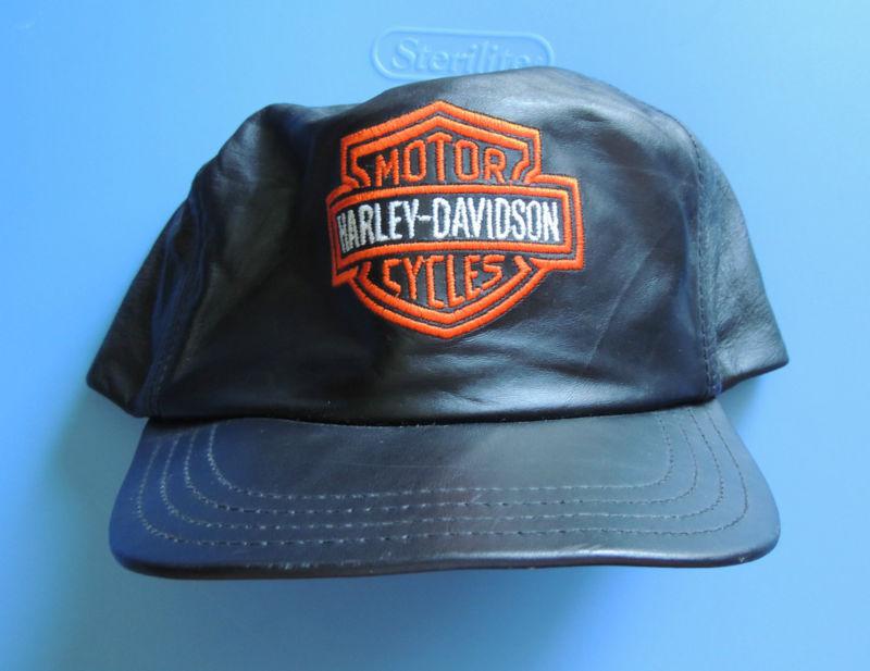 Black leather harley davidson ball cap