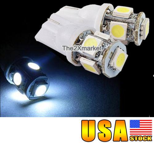 2pcs pure white 5-smd led interiior dome car lights lamp t10 558 501 901 939 193