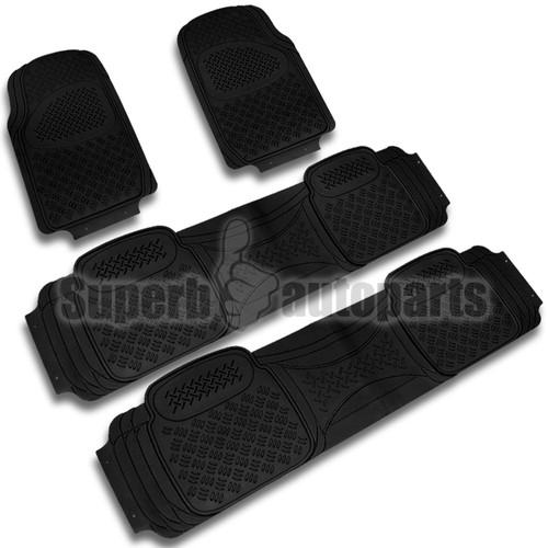 2 front+ 2 rear all weather heavy duty rubber floor mats truck suv 4pc black set