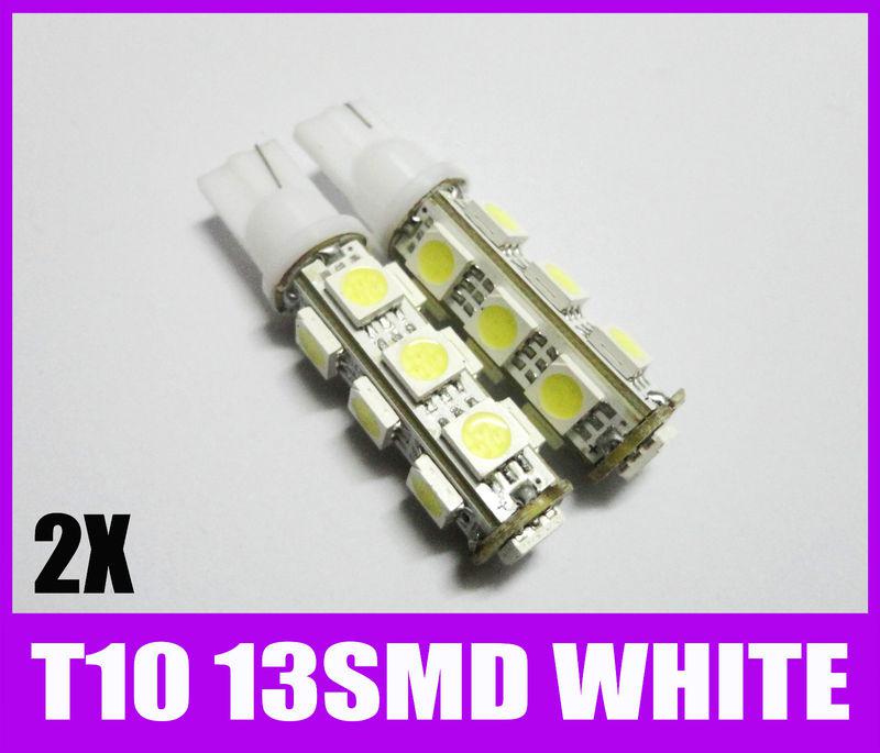 2x 13-smd white t10 2821 1250 1251 1252 168 194 12v back-up led light bulb #hf10