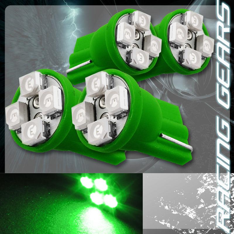 4x green smd 4 led 12v t10 wedge interior instrument map panel gauge light bulbs