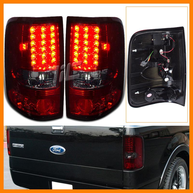 04-08 f150 styleside red smoke led tail brake signal lights lamps pair pickup pu