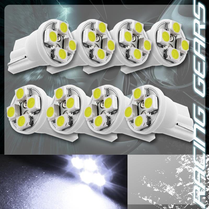 8x white smd 4 led 12v t10 wedge interior instrument map panel gauge light bulbs