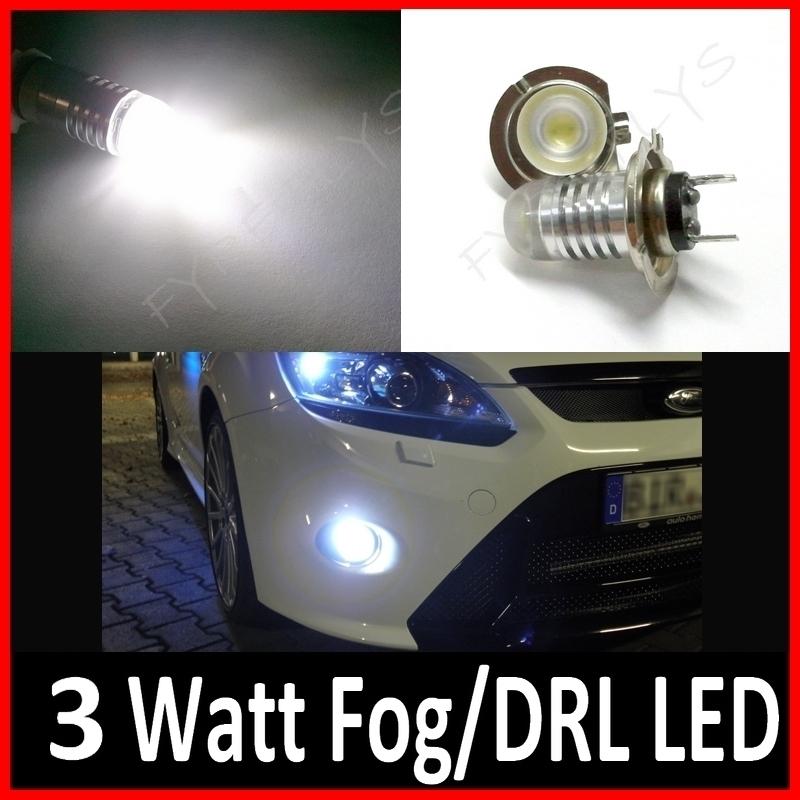 H7 white 3 watt led drl fog light headlight bulbs #k6