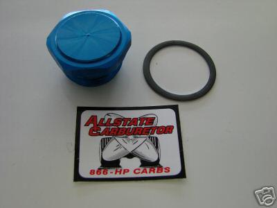 Holley carburetor  threaded fuel inlet plug new blue