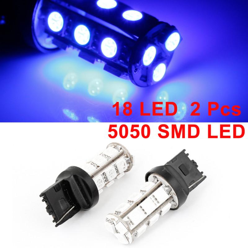 2pcs 7440 18 blue 5050 smd led vehicle car front rear turn signal light bulb