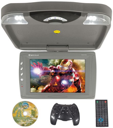 Rockville rvd13hd-gr grey 13&#034; flip down car monitor w dvd/hdmi/usb/sd/games gray