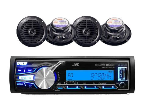 New jvc marine yacht usb aux input am/fm bluetooth radio receiver, 6.5&#034; speakers