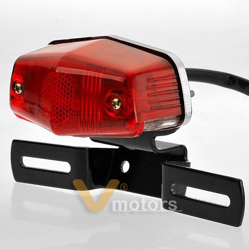 Motorcycle integrated red tail lights license plate black bracket holder 12v