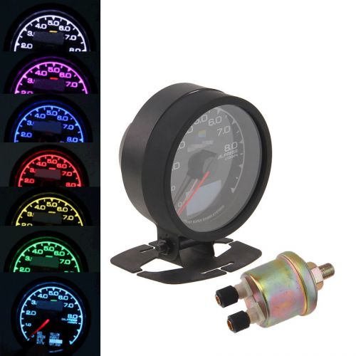 Adjustable color car oil pressure press meter pointer gauge 60mm 2.36&#034; universal