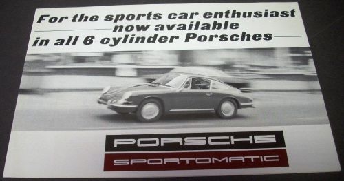 Original 1968 porsche sportomatic dealer sales brochure 6 cylinder dated 9/67