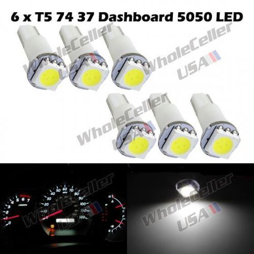 6pcs car t5 5050 smd instrument dashboard white led bulbs light 74 37 73