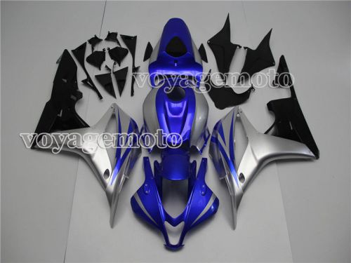 Blue w/ silver fairing bodywork injection for 2007-2008 honda cbr 600 rr f5 c#13