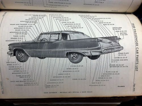 1959-62 mopar chrysler dodge plymouth passenger car parts list catalog dealer