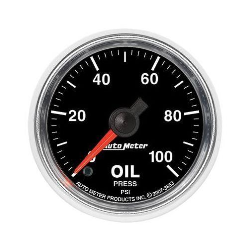 Autometer gs electrical oil pressure gauge 2 1/16&#034; dia black face 3853