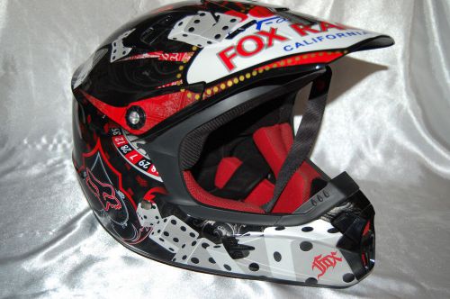 Fox racing v1 pilot dot black red white  motocross motorcycle helmet  size xl