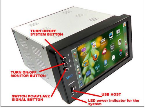 Double din in-dash car pc display / car computer monitor with vga &amp; touchscreen