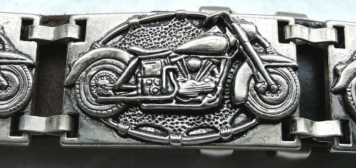 Harley davidson motorcycle leathette belt made of linked 3d metal bike shapes