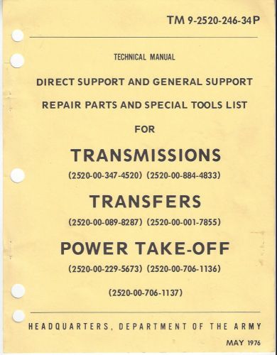 M35 m35a2 series transmission parts manual m49 m49a1 m49a2 m44 9-2520-246-34p