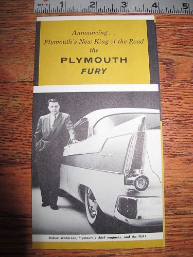 1956 plymouth fury king of the road dealers sales brochure advertising poster