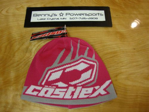 Ladies castle x flip-it magenta beanie reversible womens girls winter hat