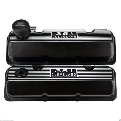 Ford racing 351 cleveland black aluminum valve covers boss 302 351m 351c 400