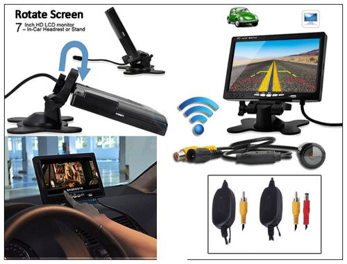 7&#034; rear view monitor + wireless 170° backup camera rear view system night vision