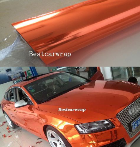 All size - premium stretchable orange mirror chrome vinyl for car wrap sticker