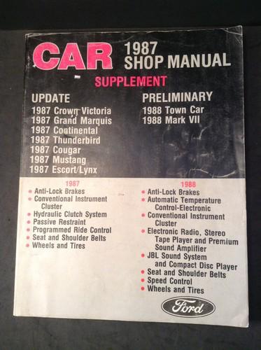 1987 ford shop manual update supplement town car mustang t-bird repair