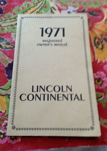 Original vintage 1971 lincoln continental registered owners manual