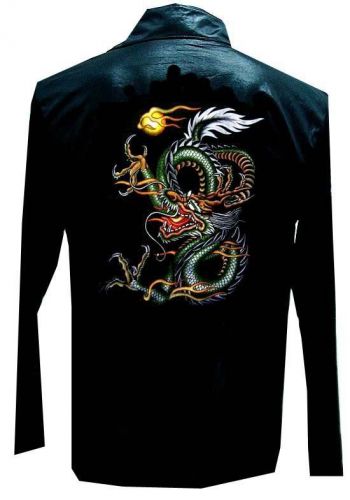 Rare vintage chinese kung-fu yakuza dragon tattoo punk biker shirt jacket sz 3xl