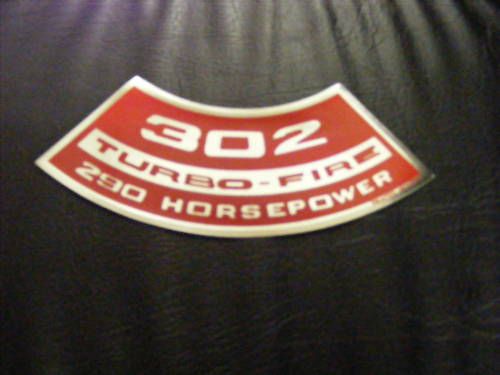 302 turbo-fire 290 horsepower hp gm air cleaner decal