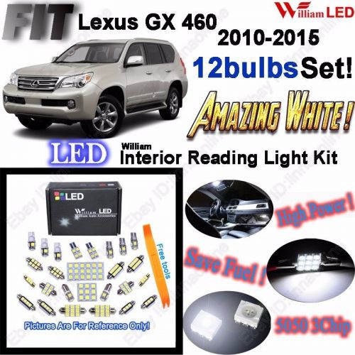 12pcs high power xenon white  led interior light kit for lexus gx460 2010-2015