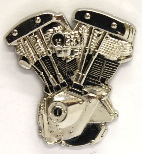 New harley davidson shovelhead motor enamel pin badge from fat skeleton