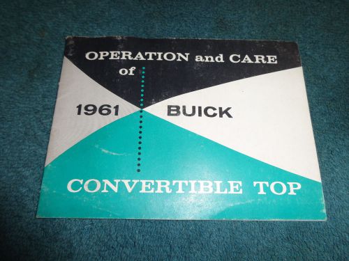 1961 buick convertible top manual / original folding top book