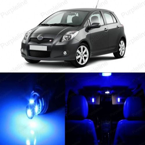 8 x blue led interior lights package kit deal for toyota yaris 2007 - 2011